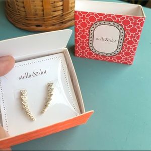 Stella & Dot Gold Pave Triangle Ear Climbers